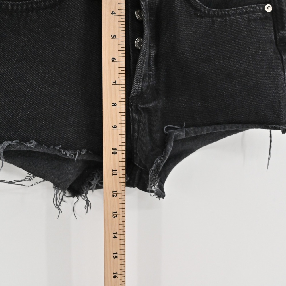Agolde Parker Shorts Womens‎ Size 24 Black Distressed Button Fly Cutoff Denim - Picture 4 of 14